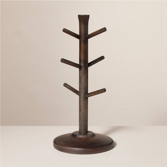 HEARTH & HAND NWT -wooden mug tree -pickled black - Picture 1 of 6